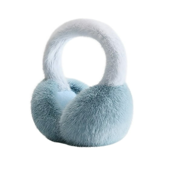 Winter Earmuffs with Plush Ear Protection, Foldable Headband Style Ear Muffs for Cold Weather, Soft Warm Ear Covers for Outdoor Activities, Cozy Portable Ear Warmers for Men and Women Blue