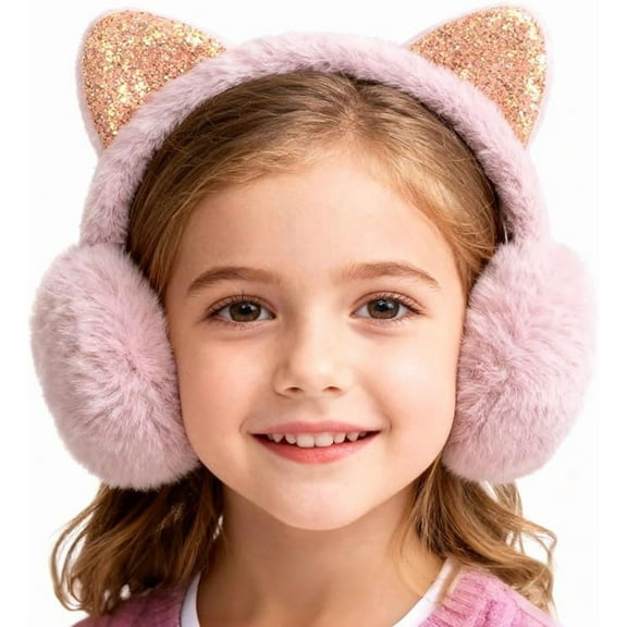 Winter Earmuffs for Kids Girl Warm Ear Muffs Baby Boy Plush Padded Ear Warmer(Unfoldable Style)