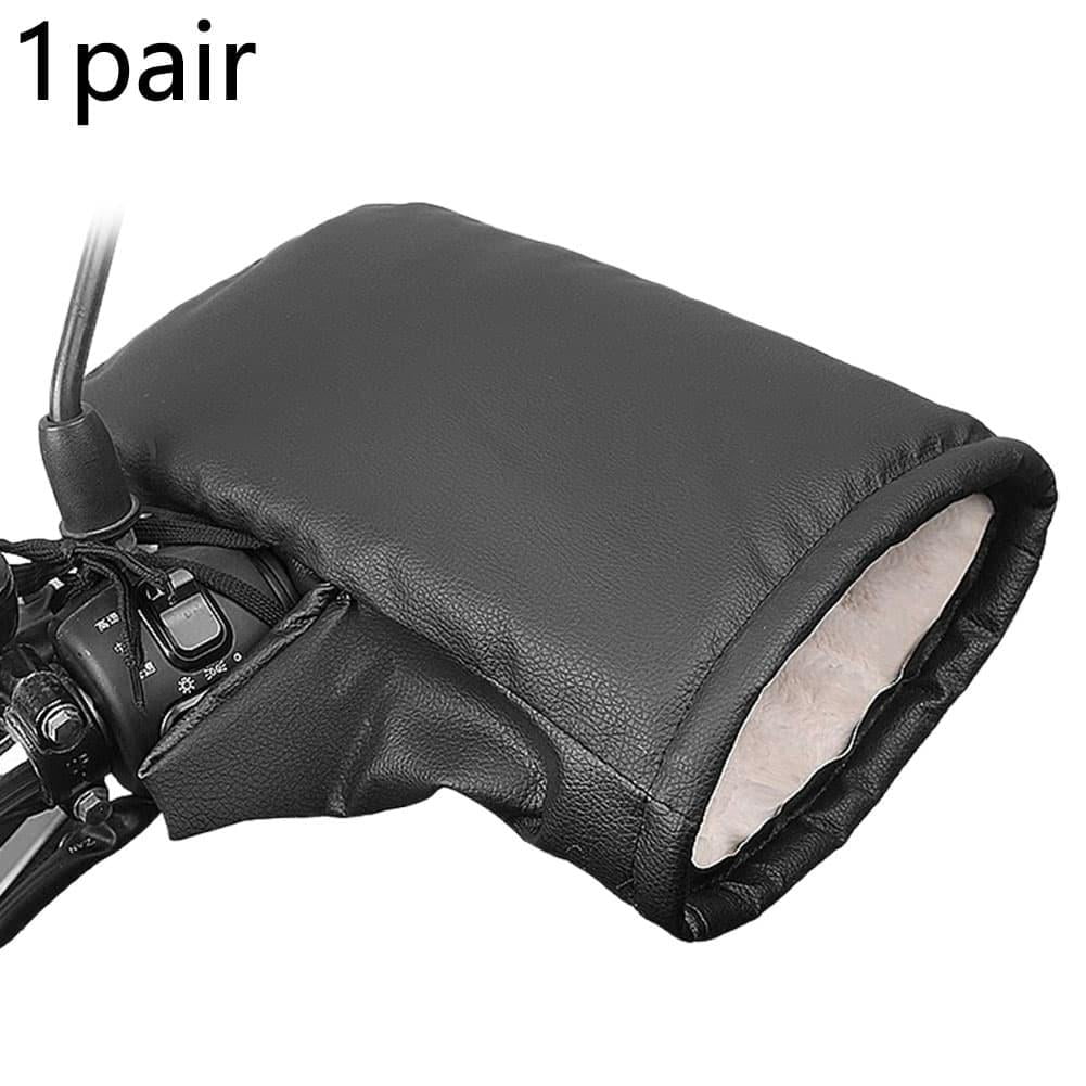 Winter Electric Bike Gloves, Water Resistant Leather Handlebar Mitts ...