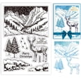 thumbnail image 1 of Winter Elk Deer Clear Stamps Snow Silicone Clear Stamps Christmas Deer Pine Tree Silicone Stamp for Christmas Card Making Scrapbooking Photo Album Decor 1sheet, 1 of 7