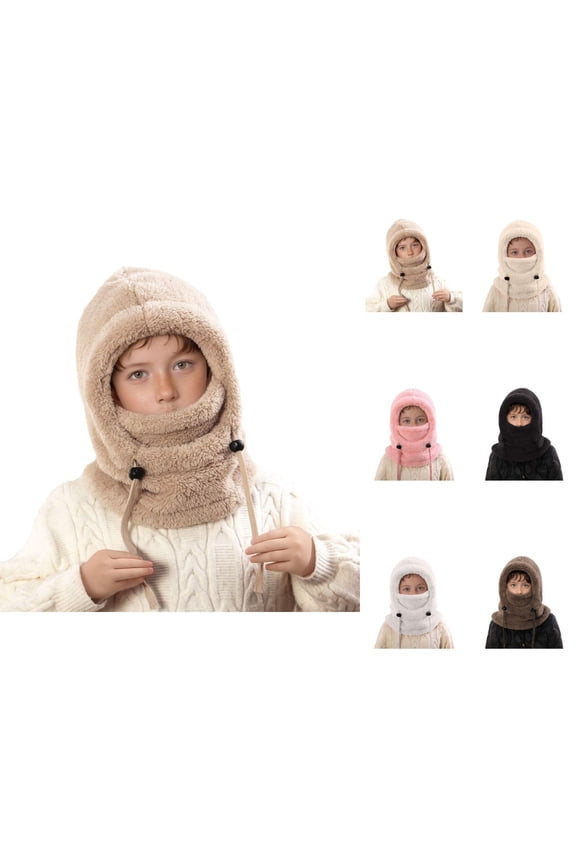 Winter Essentials kids winter beanie with earflaps and neck gaiter warm knit hat for outdoor play biking skiing and winter weather protection