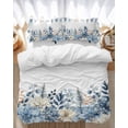 thumbnail image 1 of Winter Eucalyptus Leaves Bedding Duvet Cover Set Queen Size 4 Pieces Winter Blue Teal Leaves Bedding Set with Zipper Closure, 1 Comforter Cover 90x92 Inches 1 Flat Sheet & 2 Pillow Cases, 1 of 7