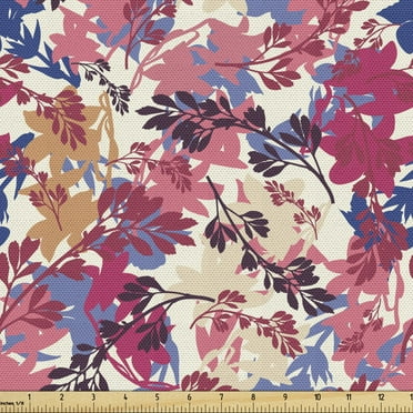 Ambesonne Winter Fabric by the Yard Upholstery, Cold Weather New Year, 2 Yards, Pale Blue White Grey