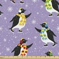thumbnail image 1 of Ambesonne Winter Fabric by the Yard Upholstery, Penguins Skating Snowflakes, 10 Yards, Lavender and Multicolor, 1 of 5