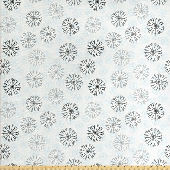 Ambesonne Winter Fabric by the Yard Upholstery, Abstract Neutral Snowflakes, 2 Yards, Taupe Blue