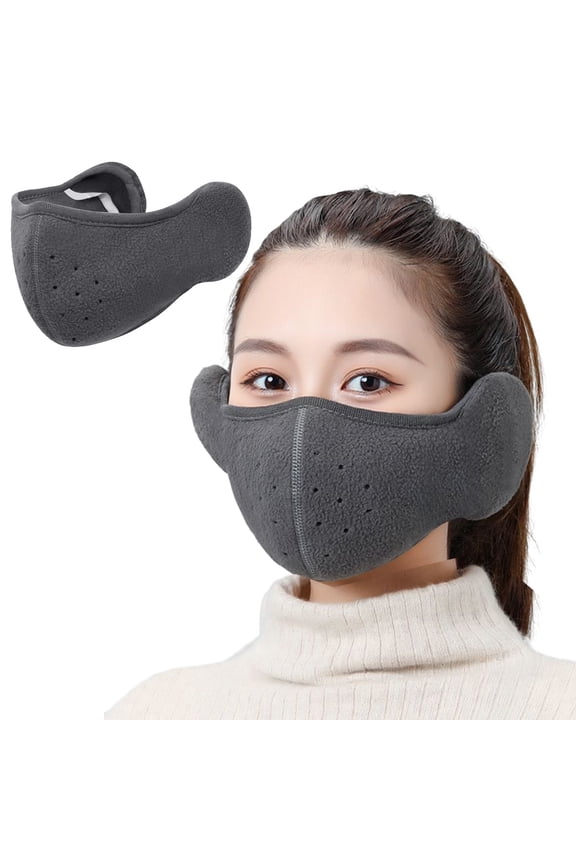 Winter Face Mask for Men Women Windproof Half Face Mask with Earflap for Outdoor Sport - Dark grey