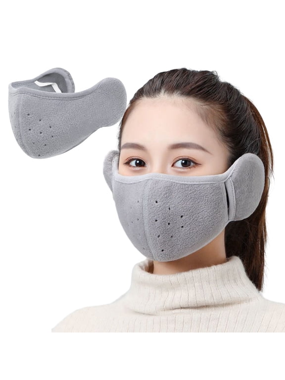 Winter Face Mask for Men Women Windproof Half Face Mask with Earflap for Outdoor Sport - Light grey