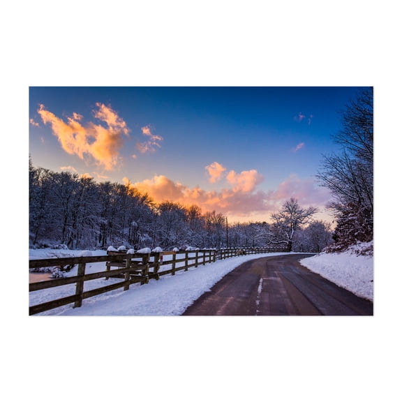 Winter Fading - Pennsylvania Photography Winter Snow Sunset Scenic Landscape Nature Rural Unframed Wall Art Print 20 x 28 inches
