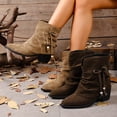 thumbnail image 1 of Winter Fall Boots Women's Fashion Casual Solid Color Lace-up Versatile Chunky Heel Flatform Mid Heel Ankle Boots, 1 of 10
