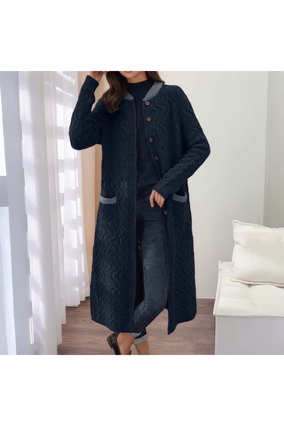 Winter Fall Cardigan Sweaters for Women Open Front Hooded Cable Knit Oversized Coats (Black XXXXXXS)