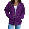 thumbnail image 1 of Winter Fall !Homenesgenics Womens Tops under $5 Women Fleece Warm Printed Blouse Long Sleeve Tops Sweatshirt Pockets Hoodied Purple XXL, 1 of 1