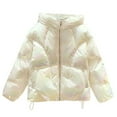 thumbnail image 1 of Homenesgenics Womens Tops under $5 Women Fleece Warm St Up Collar Single Breasted Thickened Cotton Jacket with Warm Plush Bread Jacket White S, 1 of 8