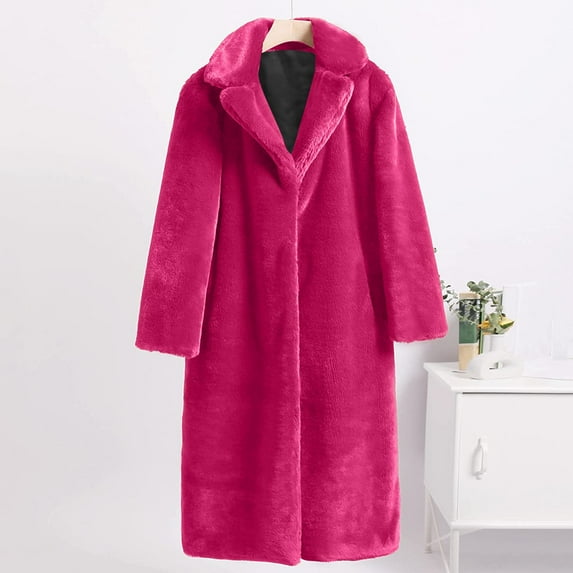 Homenesgenics Womens Tops under $5 Women Winter Warm Coats Faux Coat Warm Furry Faux Jacket Long Sleeve Outerwear Pink XXXXL