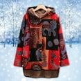 thumbnail image 1 of Winter Fall !Homenesgenics Womens Tops under $5 Women's Cotton Linen Printing Hoodies Fall Winter Fleece Jacket Casual Hooded Sweatshirts Thick Lined Coats, 1 of 5