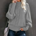 thumbnail image 1 of Homenesgenics Womens Tops under $5 Women Casual Solid Long Sleeve Thick Knit Pullover CrewNeck Sweater Coat Gray S, 1 of 7