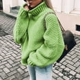 thumbnail image 1 of Winter Fall Clearance!Homenesgenics Womens Tops Clearance under $5 Women's Casual Solid Tops Knitting Long Sleeves Pullover Sweater Green L, 1 of 5