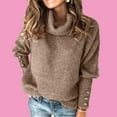 thumbnail image 1 of Homenesgenics Womens Tops under $5 Women's TurtleNeck Knitted Sweater Long Sleeve Elegant Casual Tops Brown L, 1 of 6