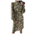 thumbnail image 1 of Winter Fall Dresses for Women Long Sleeve Casual Dress Printed Loose Flared Sleeve Girdle Dress, 1 of 7