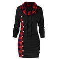 thumbnail image 1 of Winter Fall Dresses for Women Wedding Guest Long Sleeve Fashion Plaid Scarf Collar Buttons Decoration Patchwork Casual Dress, 1 of 5