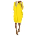 thumbnail image 1 of Winter Fall Dresses for Women Wedding Guest Long Sleeve Pocket Loose Dress Ladies Round Neck Casual Knee-Length Dress, 1 of 4