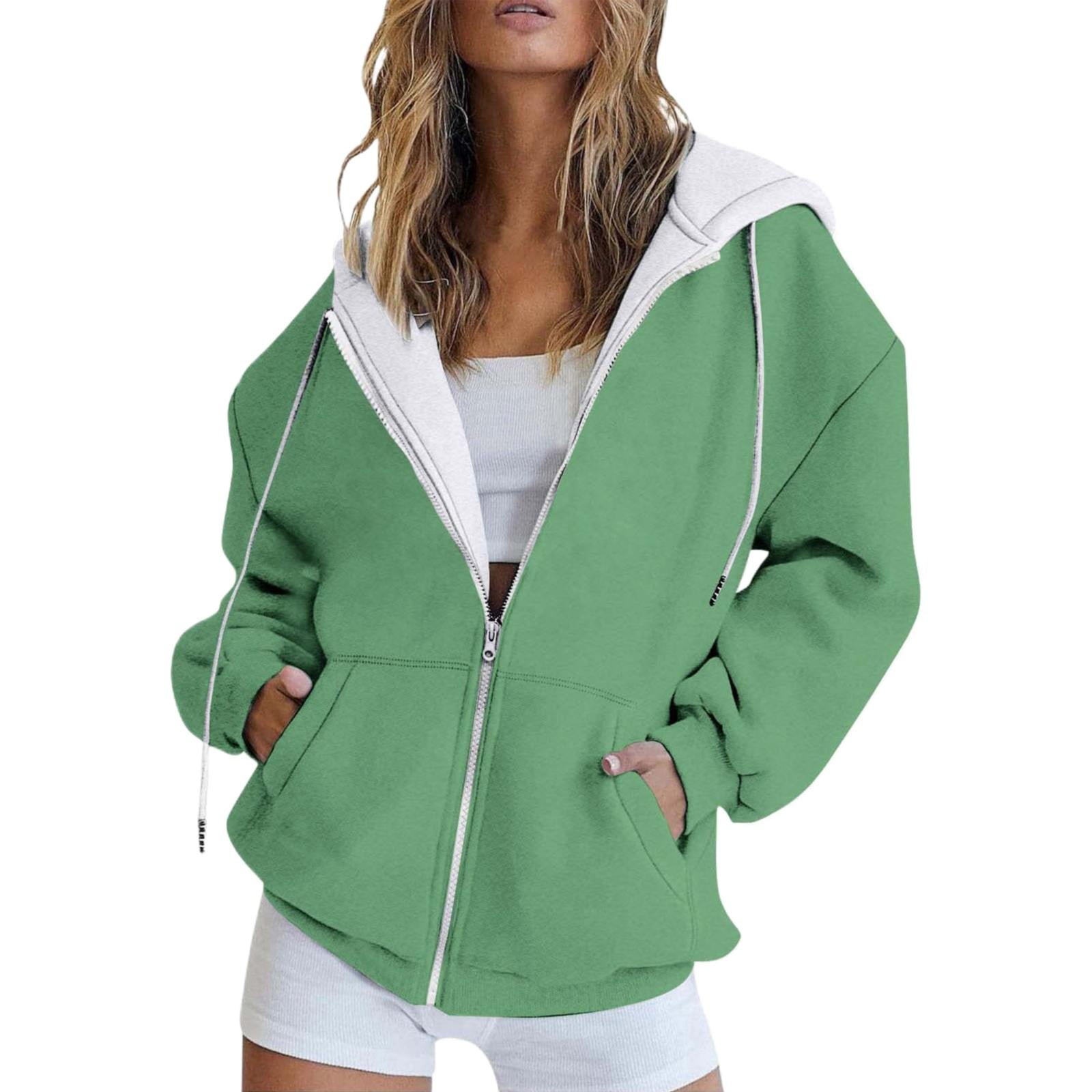 Winter Fall Gradient Printing Casual Pocket Long Sleeve Jacket Cute Drawstring Hoodie Zipper Women's Hooded Sweatshirt