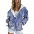 thumbnail image 1 of Winter Fall Hooded Sweatshirt Long Sleeve Zipper Sport Coat Loose Women's Ladies Hooded Sweatshirt, 1 of 4