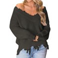 thumbnail image 1 of Winter Fall Women Long Sleeve Knitted Sweater Casual Loose V Neck Pullover Sweater Jumper Top Casual Loose Sweater, 1 of 9