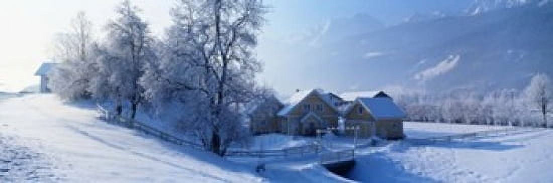 Winter Farm Austria Canvas Art - Panoramic Images (18 x 6)
