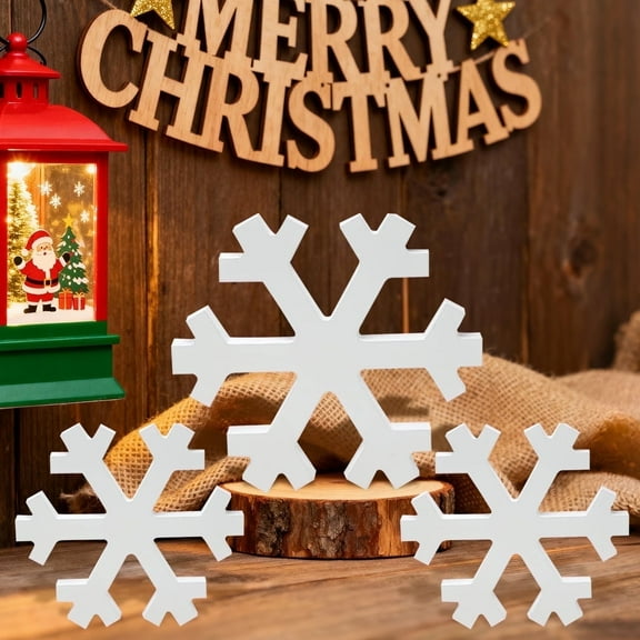 Christmas Snowflake Decor - White Distressed Snowflakes for Christmas,Photo Props,Fireplace,Home & Holiday Decoration,3 Pcs