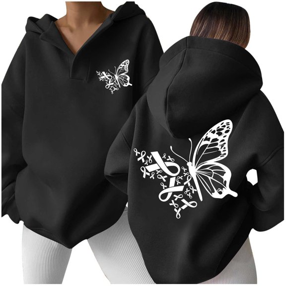 And Winter Fashion Cancer Print Women's Hooded Pocketless Sweatshirt Hoodie for Women Pullover Zip Front Sweatshirt Long Sleeve Hoodies Women Zip up Jacket Lightweight Zip Hoodie Women Sweatshirt Size
