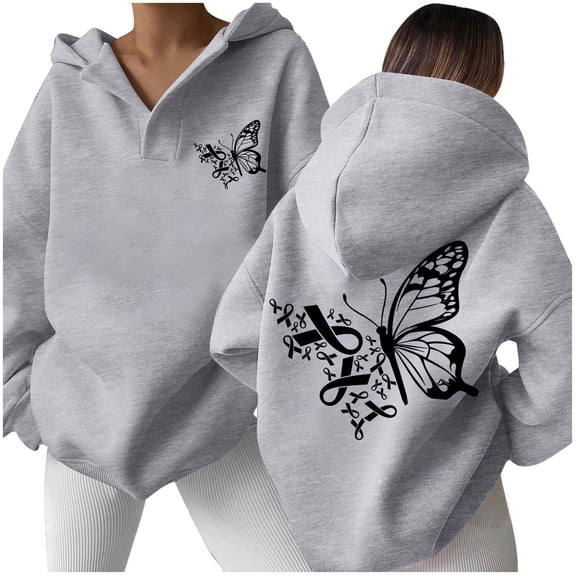 And Winter Fashion Cancer Print Women's Hooded Pocketless Sweatshirt Hoodie for Women Pullover Zip Front Sweatshirt Long Sleeve Hoodies Women Zip up Jacket Lightweight Zip Hoodie Women Sweatshirt Size