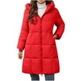 thumbnail image 1 of Winter Fashion Coat Long Sleeve Casual Comfortable Zipper Red Parkas coat With Pockets S-3XL, 1 of 5