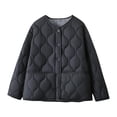 thumbnail image 1 of Winter Fashion Coat Long Sleeve Warm Quilted Floral Soild Color Puffer With Pockets Black Parkas coat XL-4XL, 1 of 9