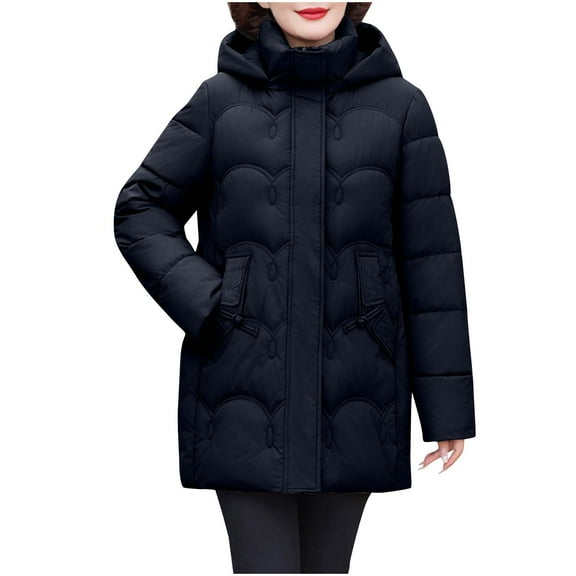 Winter Fashion Coat Solid Color Button Double Pocket Zipper Long Sleeved Hooded Black Parkas coat XL-5XL
