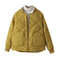 thumbnail image 1 of Winter Fashion Coats For Women Long Sleeve Warm Quilted Floral Soild Color Puffer With Pockets Yellow Jacket Coat (3XL), 1 of 9