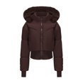 thumbnail image 1 of Winter Fashion Coats For Women Solid Color Long Sleeved Thumb Hole Hooded Zipper Short Brown Jacket Coat S-2XL, 1 of 8