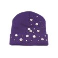 thumbnail image 1 of Winter Fashion Floral Studded Cuffed Beanie - Purple, 1 of 1