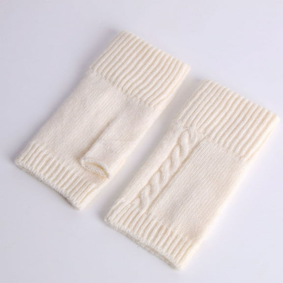 Winter Fashion Knitted Warm Half Finger Open Finger Arm Covers Gloves Comfy Workout Gym Thermal Safety Gloves for Driving Cycling Running Hiking Skiing