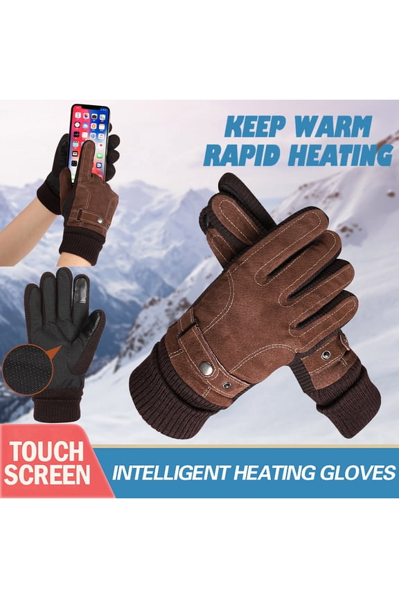 Winter Fashion Leather Gloves for Men, Finger Touchscreen Men'S Leather Gloves Imitation Washed Leather Padded And Thickened Warm Riding Gloves