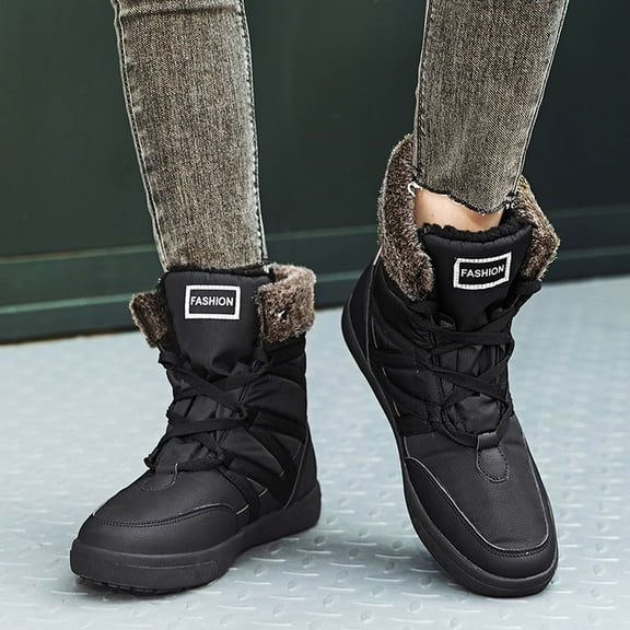 Winter Fashion Plus Size Warm Snow Boots for Women Cotton Shoes Short Hair Warm Shoes High-top Snow