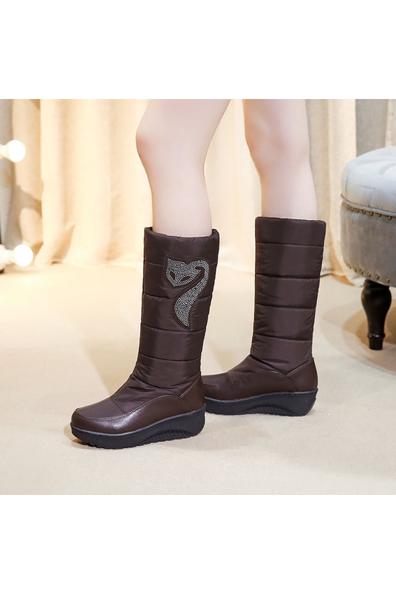 Winter Fashion Plus Size Warm Snow Boots for Women High Snow Boost Warm Thick Down Cotton Shoes