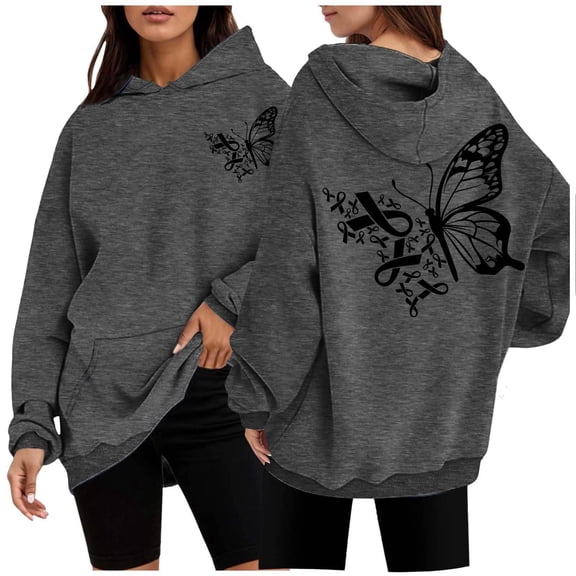 And Winter Fashionable Cancer Black Print Women's Hooded Sweatshirt Womens Fall Tops Rayon Sweatshirt Womens Snap Hoodies Women Sweatshirt Size Medium Womens Zippe Hoodies Knitted Sweater Jackets