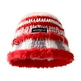 thumbnail image 1 of Winter Faux Fur Bucket Hat Fuzzy Warm Hat For Women Men Fisherman Cap Red, 1 of 3