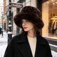 thumbnail image 1 of Winter Faux Fur Bucket Hat Unisex Thick Warm Plush Fisherman Cap Fluffy Cold Weather Hat for Outdoor Daily Wear, 1 of 4