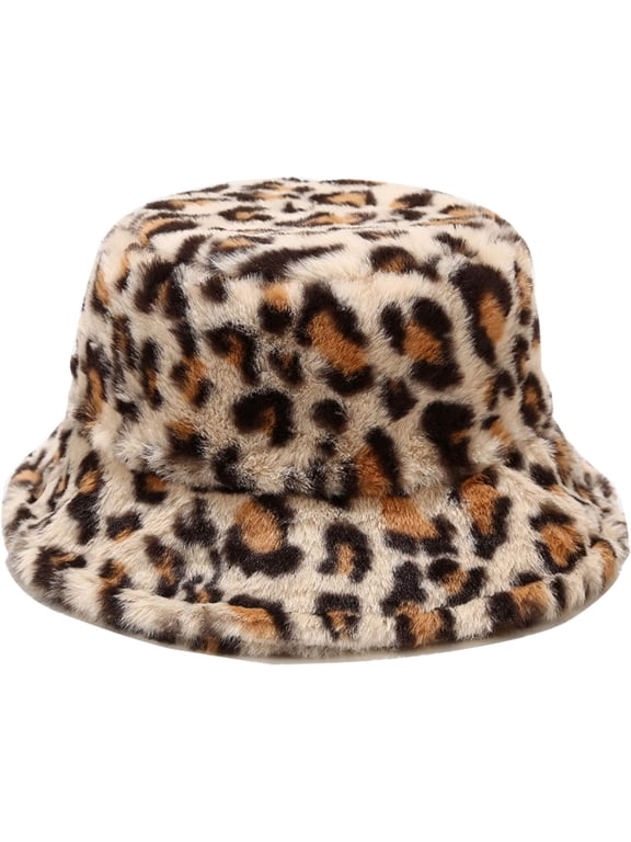 Winter Faux Fur Fuzzy Bucket Hat Fluffy Warm Hat for Women and Men