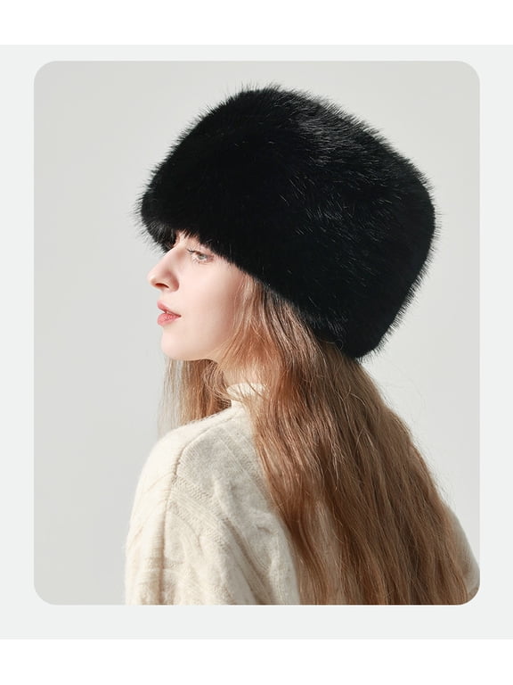 Winter Faux Fur Hat for Women Girls, Cossack Russian Style Hat, Ladies Ushanka Fuzzy Furry Hat Warm Fluffy Bucket Hat