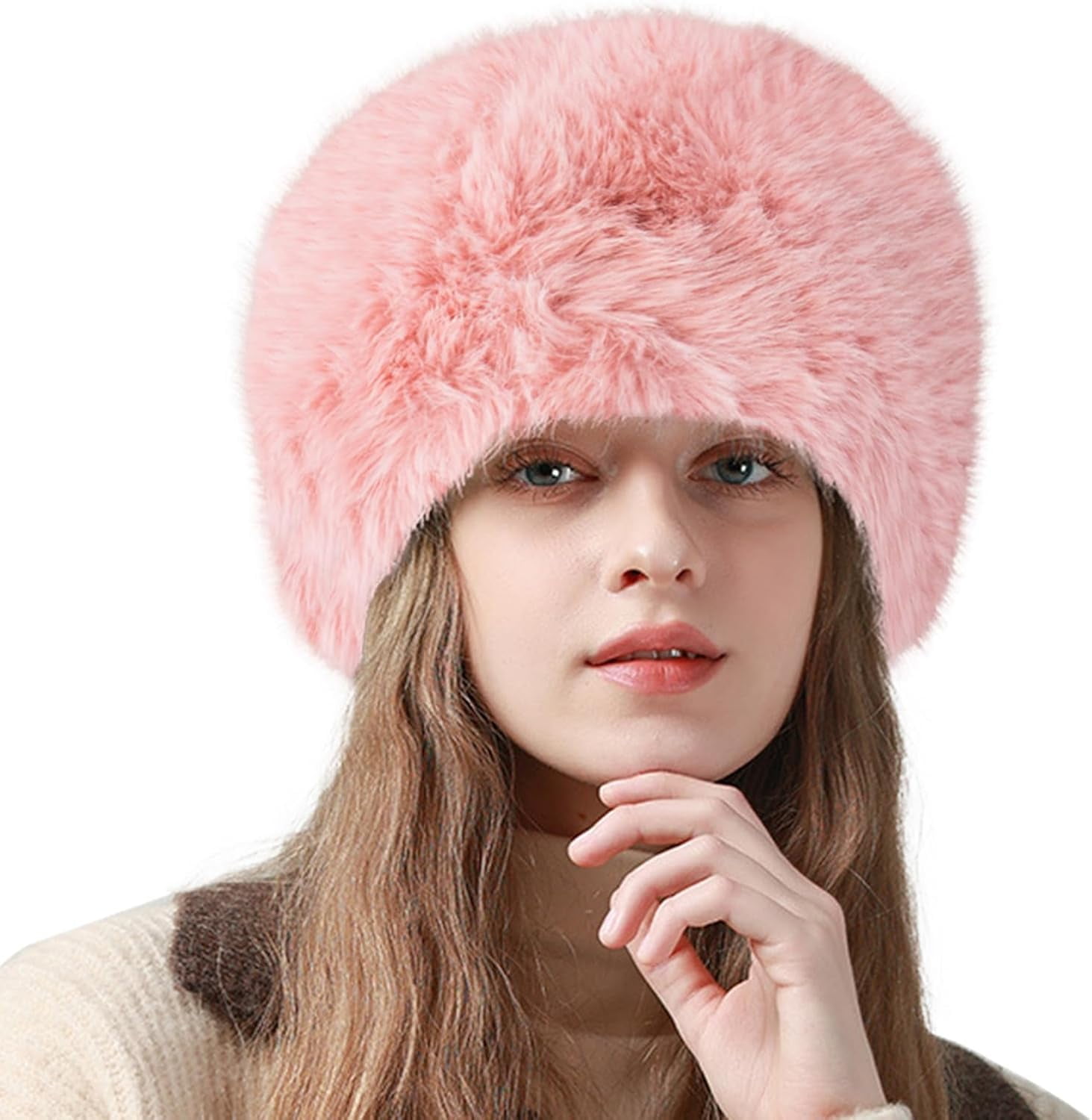 Winter Faux Fur Hat for Women Girls Russian Style Ladies