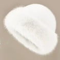 thumbnail image 1 of Winter Faux Fur Hats for Women Warm Fluffy Russian Hat 2025 Fashion Casual Furry Bucket Hat for Walking Travel 09# White Free, 1 of 3