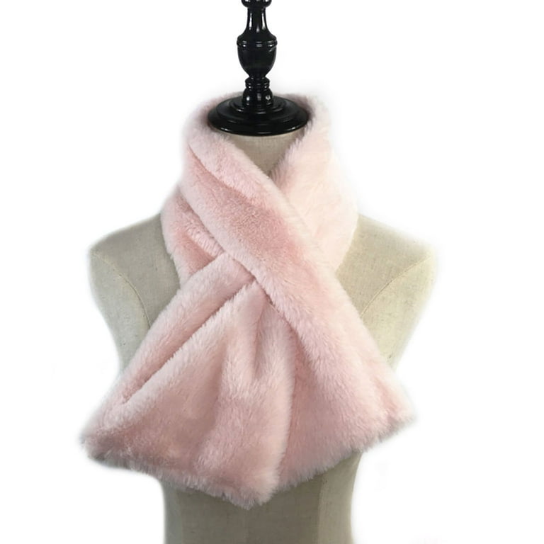 Faux Fur Collar Women's Neck Warmer Scarf Wrap Plush Muffler Collar Trim  Warm Scarf Neck Hood for Women Winter Coat