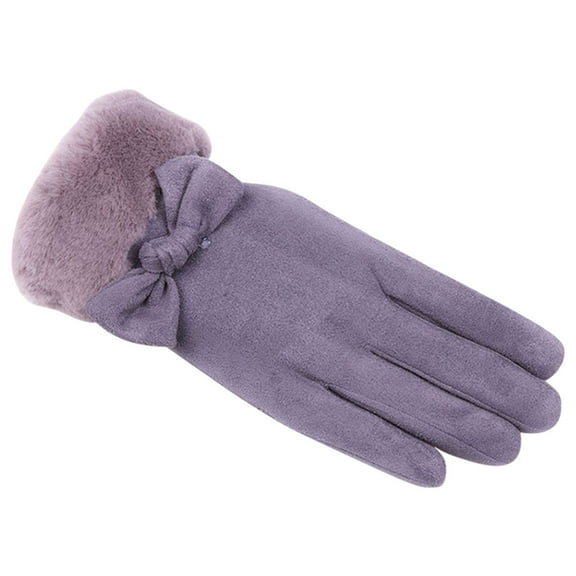 Winter Faux Leather Long Sleeve Thermal Cute Gloves for Women Cold Weather Gray Warm Thickened | Touchscreen Casual Outdoor Sports